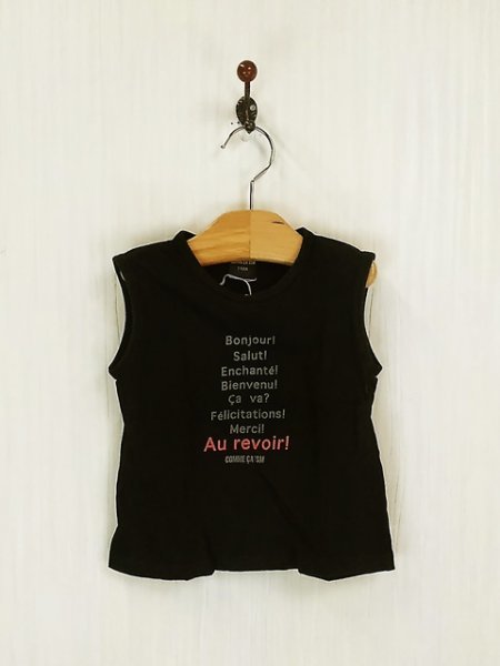 KU0943 ○送料無料 古着 COMME CA ISM コムサイズム ノースリーブ カットソー サイズ110A ブラック 綿100% ロゴ拍卖