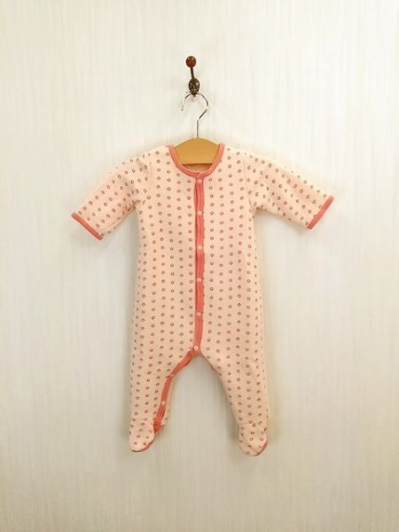 KU1206 ○送料無料 古着 ベビー 長袖 カバーオール サイズ70cm ピンク 赤 スナップボタン オムツ交換しやすい お着替え簡単拍卖
