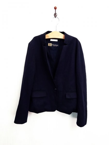 LU0579 ○送料無料 古着 THE SHOP TK ティーケー レディース テーラード ジャケット Mサイズ ネイビー シンプル ストレッチ フォーマル拍卖