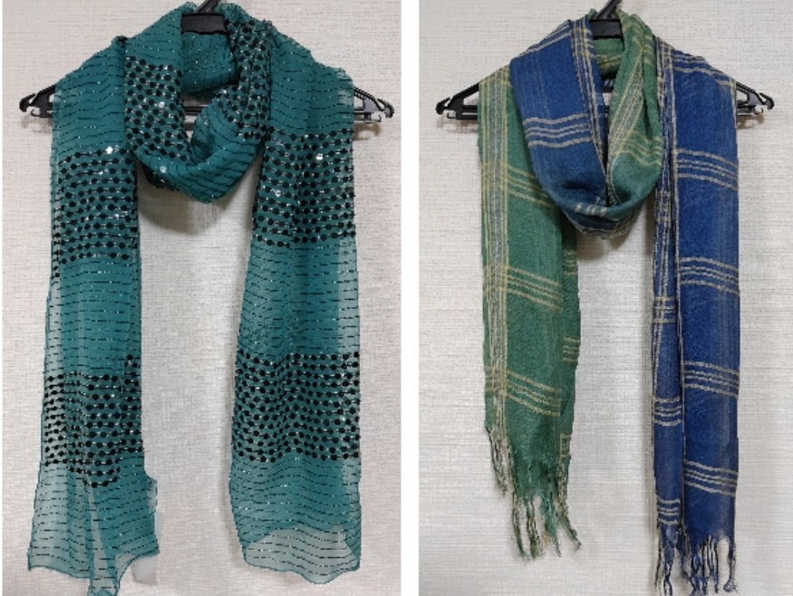 新品自宅保管品インド刺繍ストール&中古ギャバジンK.Tストール2枚セット拍卖