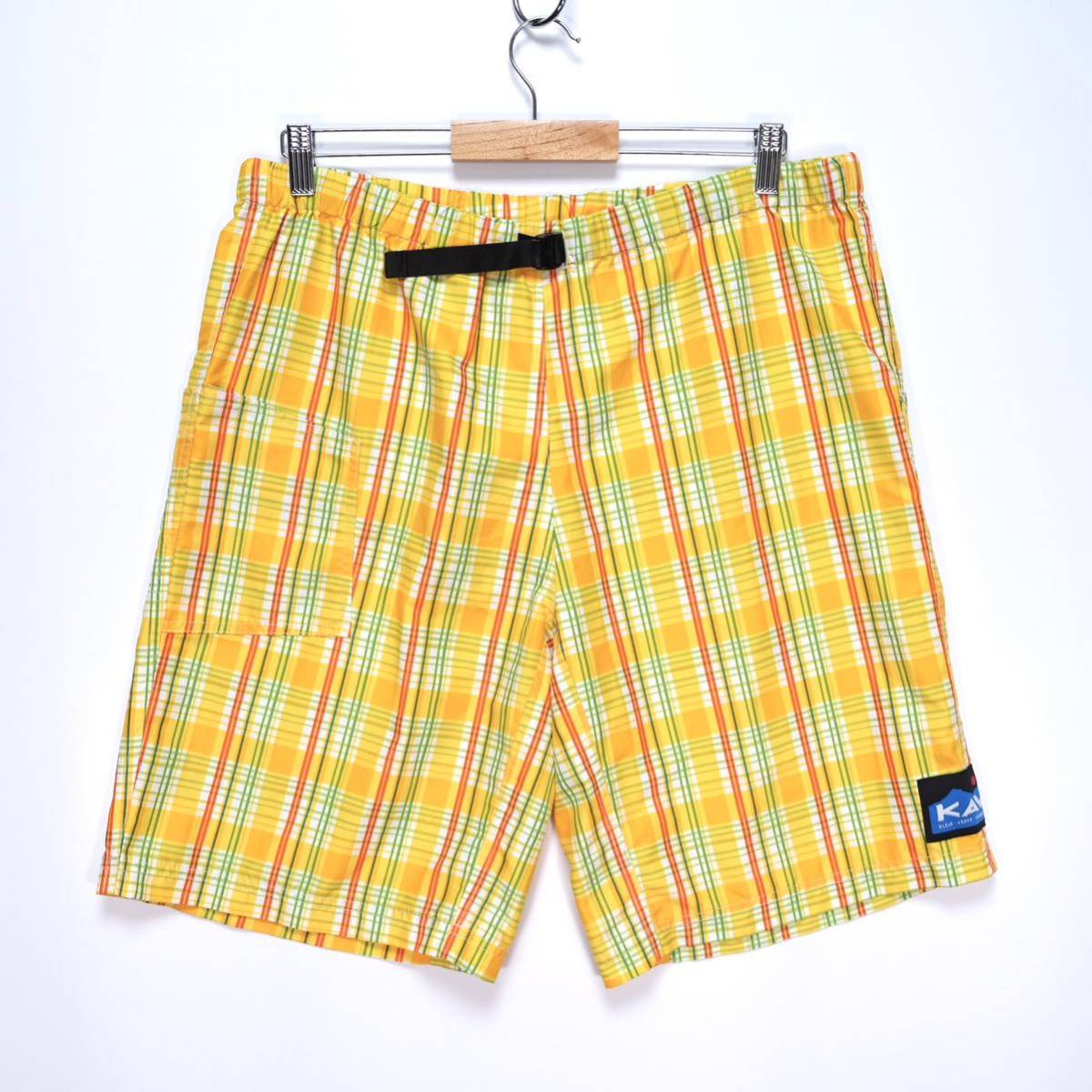 【送料無料】KAVU(カブー)/ショートパンツ/ハーフパンツ/アウトドア/チェック/イエロー/Mサイズ拍卖
