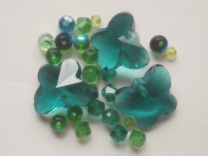 ガラスビーズ★蝶々★1つ穴★グリーン系★f拍卖