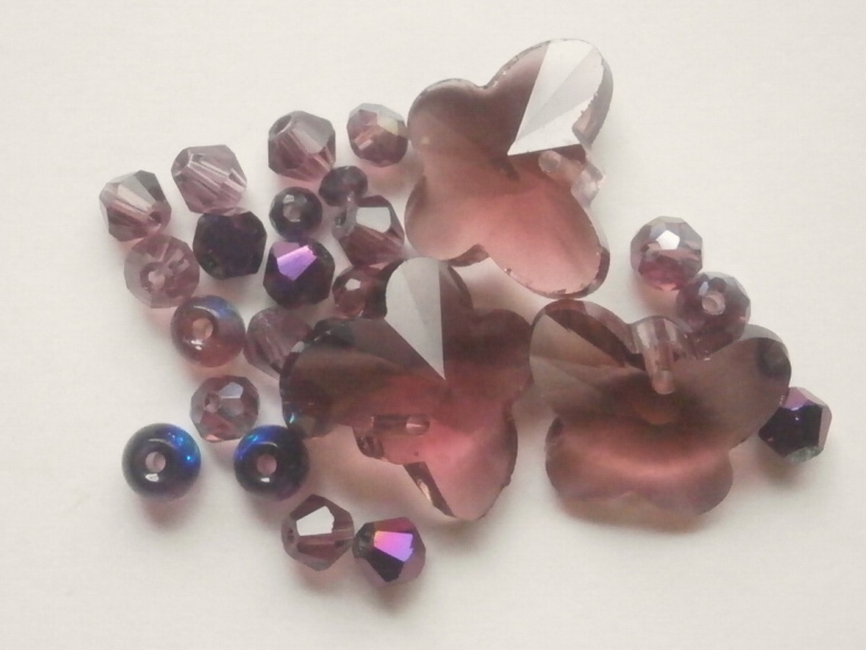 ガラスビーズ★蝶々★1つ穴★パープル系★3拍卖