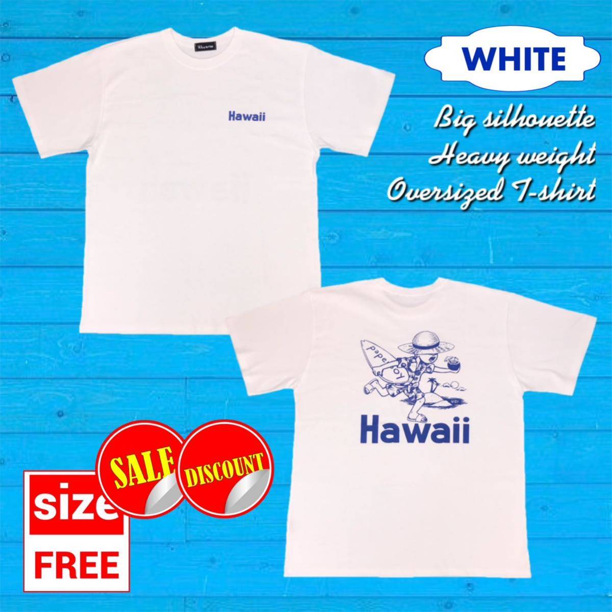 【新品☆即決SALE価格!!】ビッグシルエット♪♪ ヘビーウエイト コットン100% オーバーサイズド ロゴTシャツ ワンサイズフリー/ホワイト拍卖