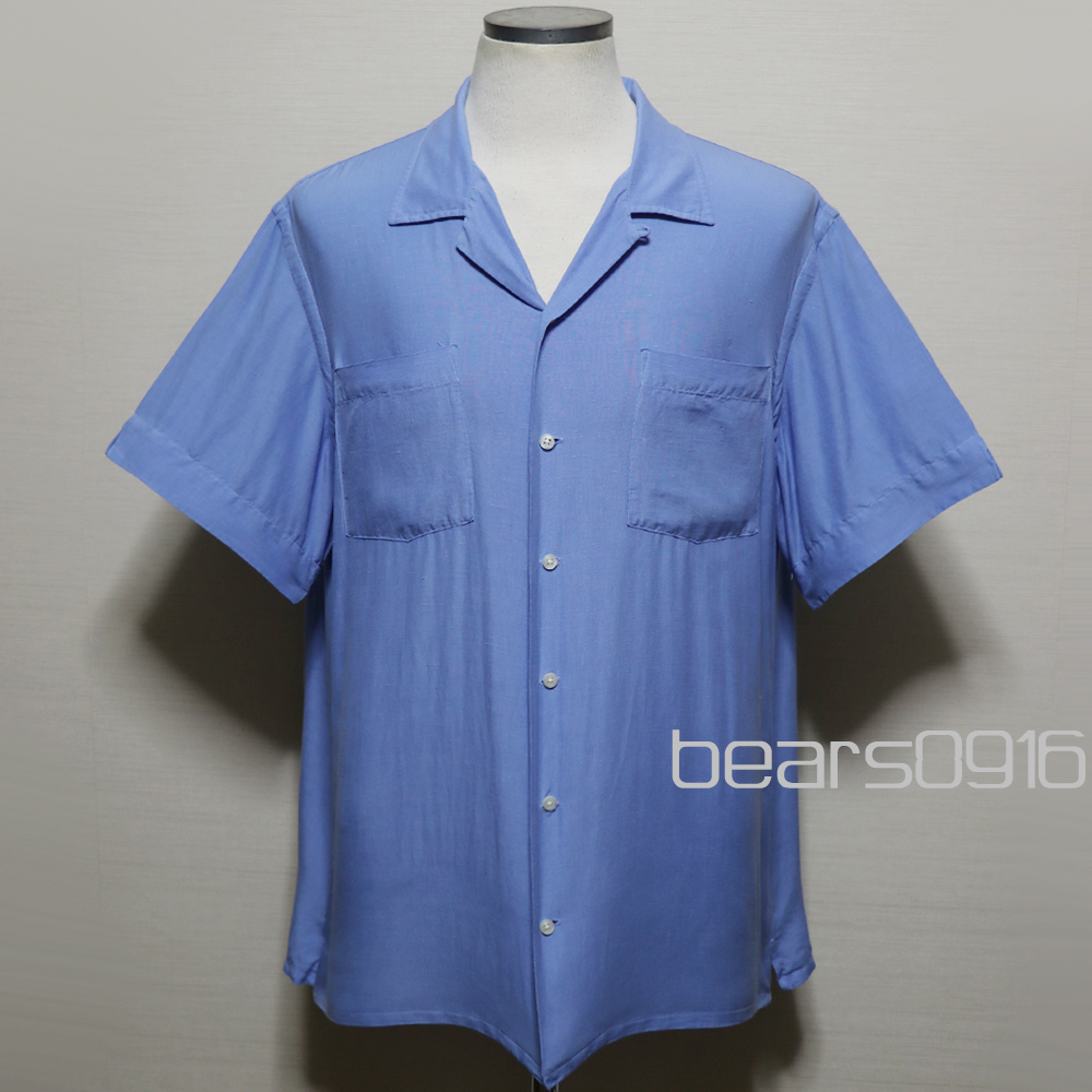 アメリカ購入品 USED品 POLO RALPH LAUREN ポロ ラルフローレン シルクリネン 裾ポニー 開襟シャツ SAX XL拍卖