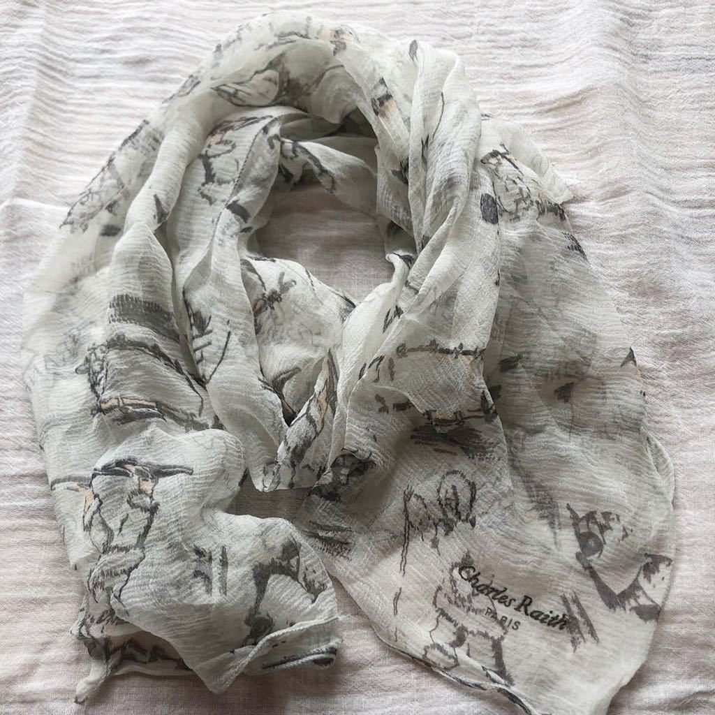 Charles Raith チャールスレイス シアー 雪国 スカーフ フランス製 ★1000拍卖