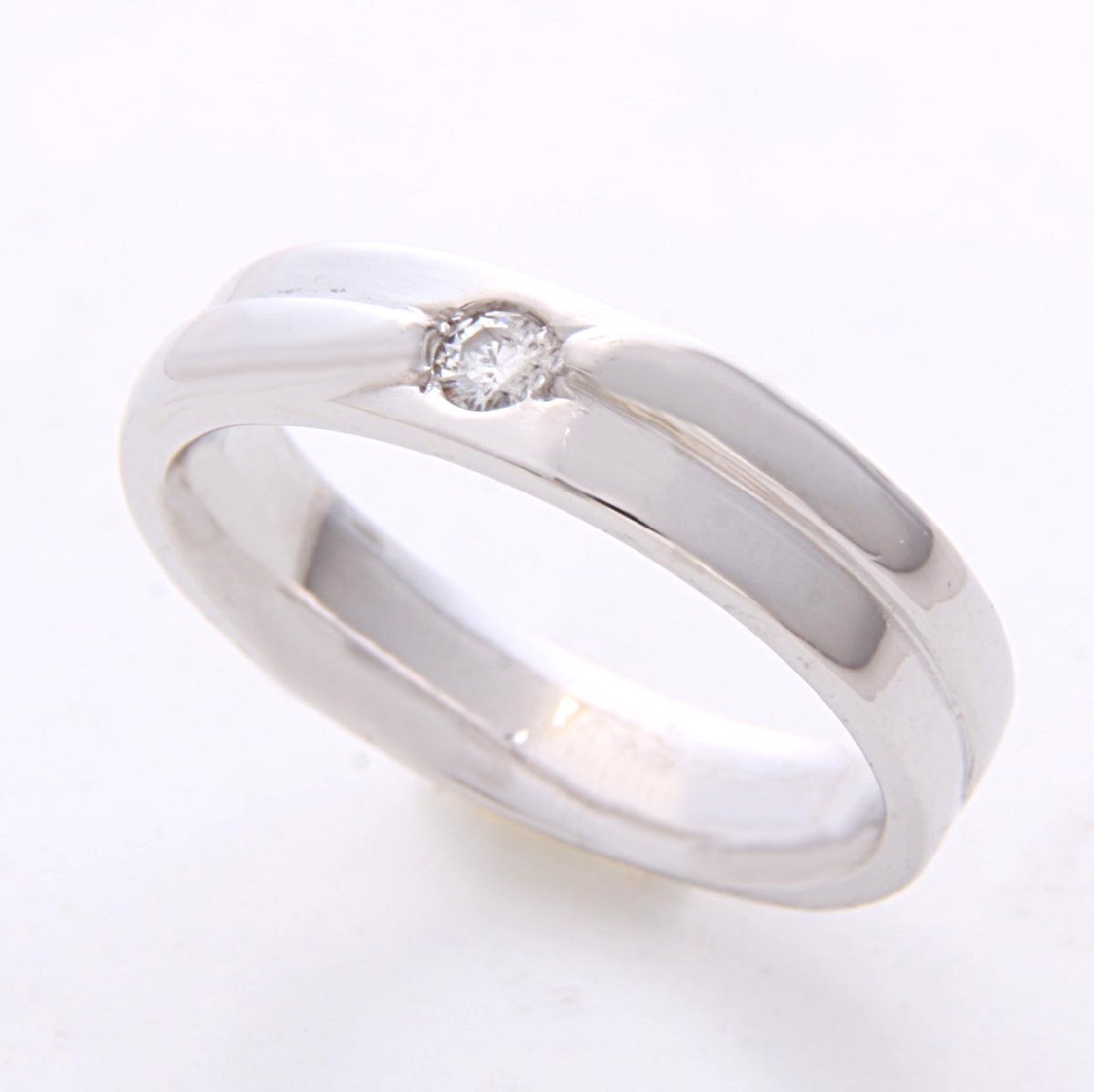 ★☆K14WGホワイトゴールド0.06Ct天然ダイヤモンドリング指輪9号!MJ-571拍卖