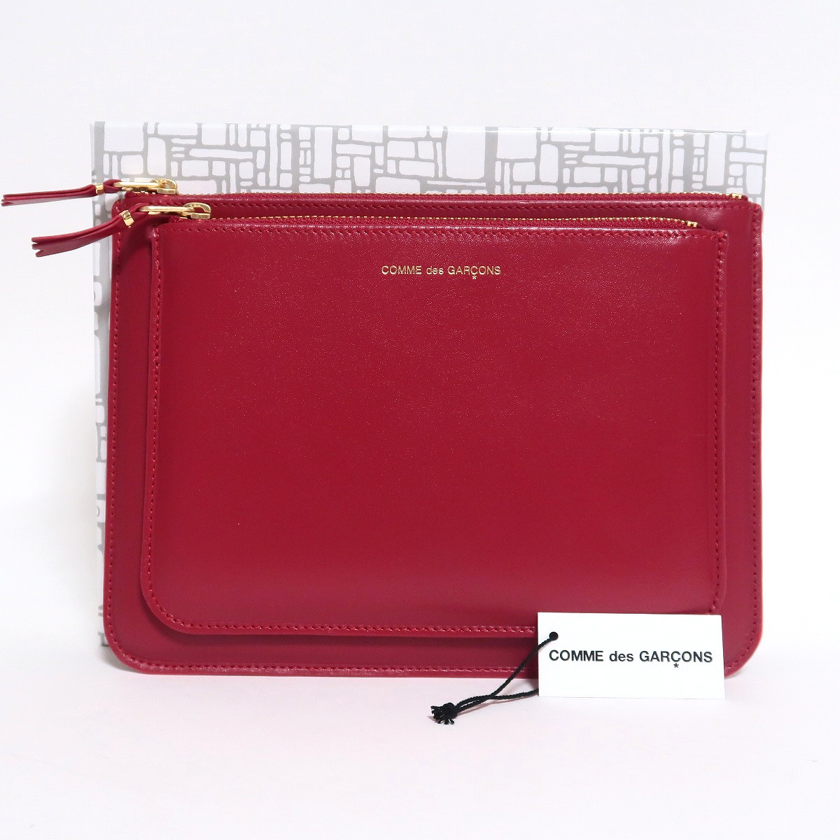 新品 ウォレット コムデギャルソン SA5100 OP アウトサイドポケット ポーチ 赤 大 COMME des GARCONS WALLET SA5100OP クラッチバッグ拍卖