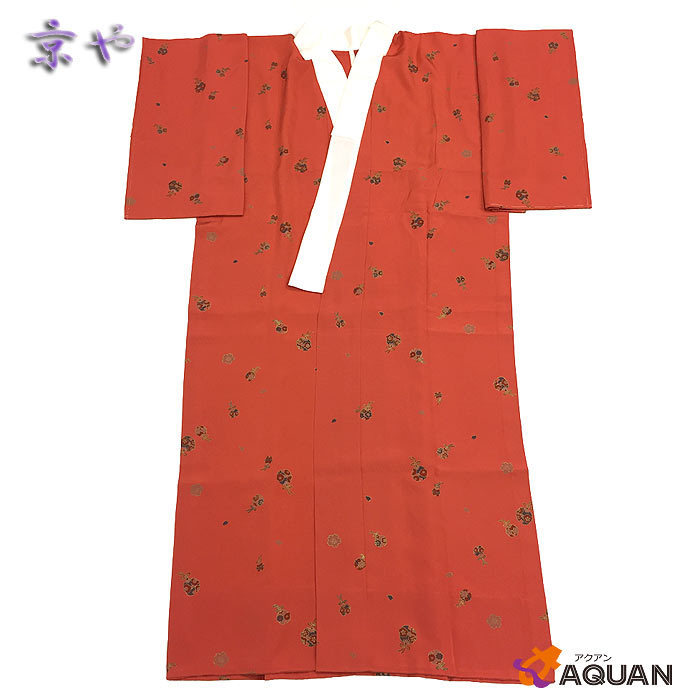 セール 京やP037 正絹 長襦袢 正絹白半衿付 鈴 桜 訪問着 附下 紬 小紋用 身丈131 裄65 仕立て上がり 未使用 新古品拍卖