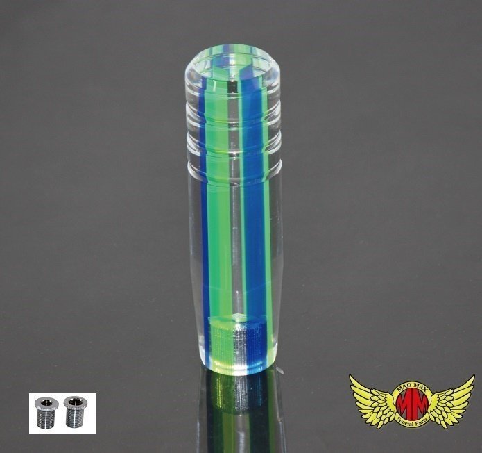 MADMAX トラック用品 内装 レーザーラインシフトノブ 150mm ブルー/グリーン 12x1.25 変換アダプター付/ギアノブ デコトラ【送料800円】拍卖