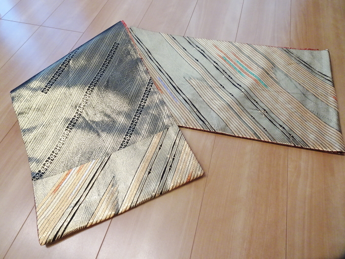 ★中古 着物 帯 袋帯 正絹 模様 礼装用 リメイク 布地拍卖