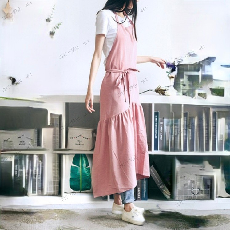 エプロン 美人系エプロン ノースリーブエプロン ピンク色 フラワーショップ ネイルショップ拍卖