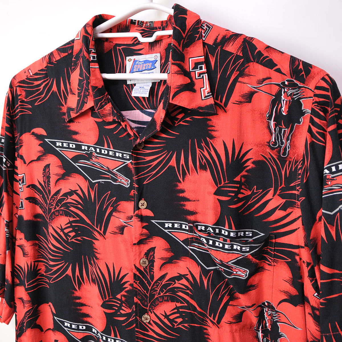 古着●レインスプーナー アロハシャツ テキサス工科大学 レッドライダース XL xwp拍卖