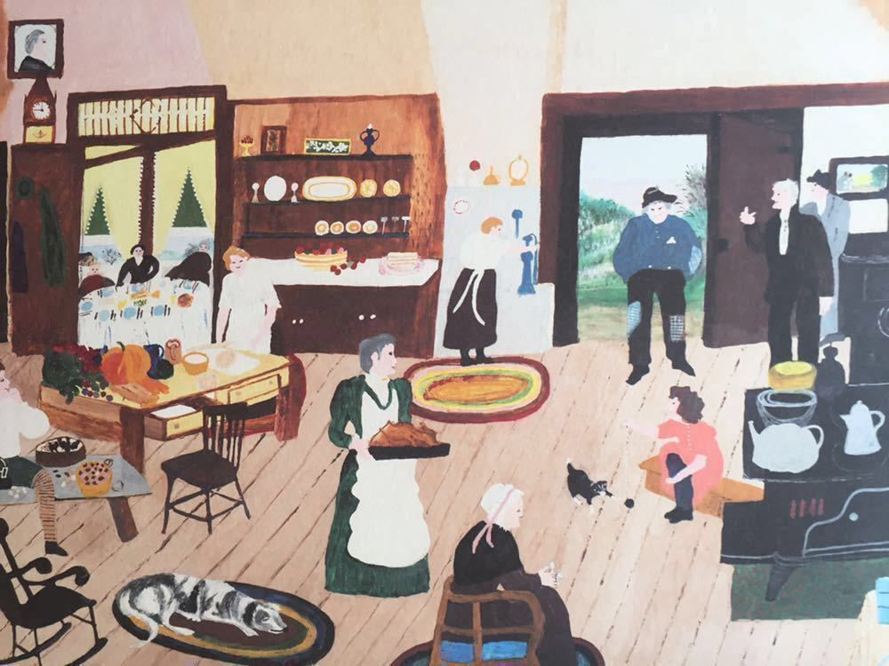 【グランマ・モーゼス】「もうすぐクリスマス」絵柄18種 印刷物 複製画 絵 額 木製額装44.1×33.8cm 絵柄違い有拍卖