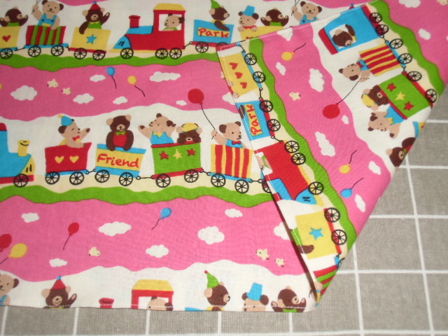 No.263 裏付ランチョンマット ハンドメイド 35x45 アニマル列車 ピンク 女の子拍卖