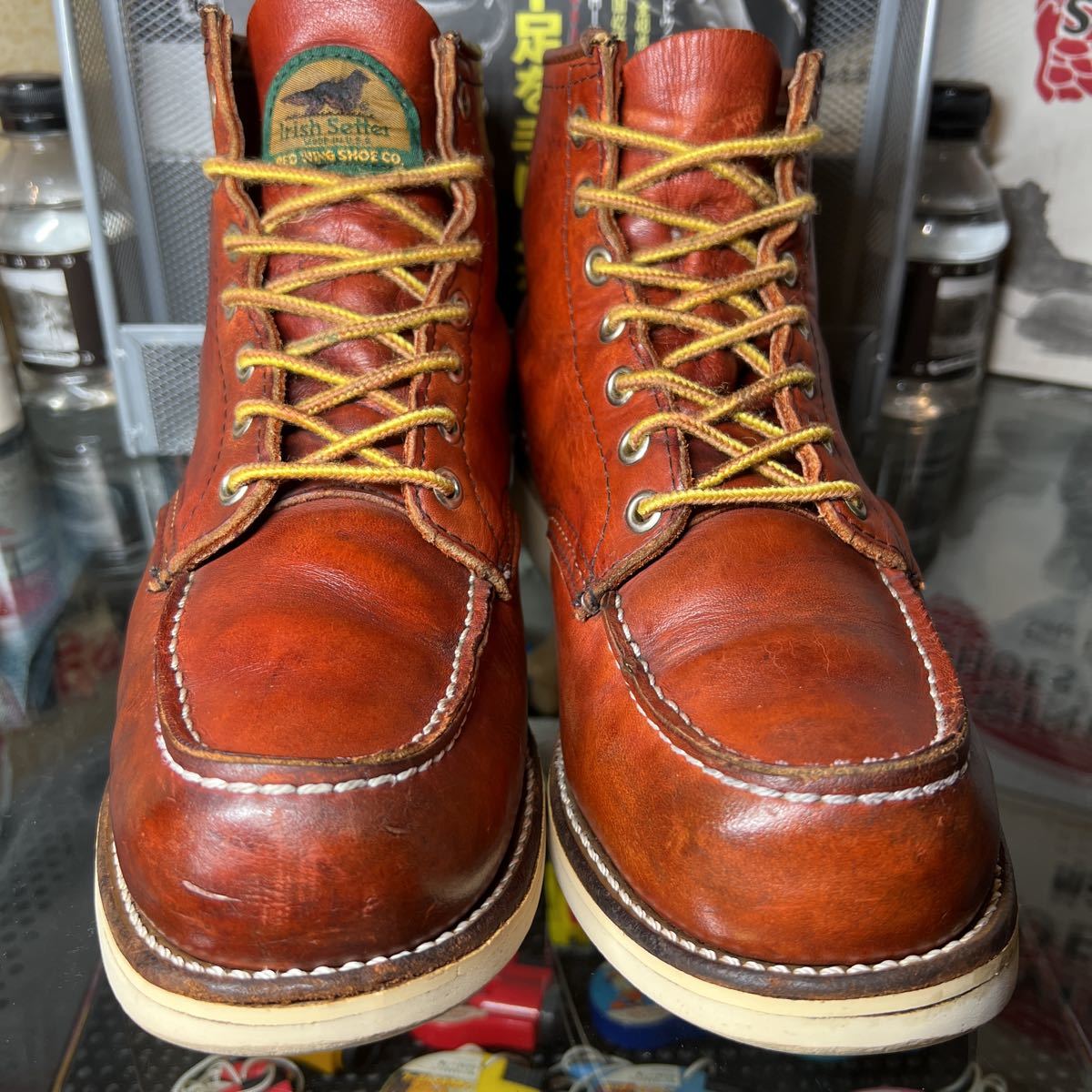 サイド刻印! 1993年製!初期金刺繍 レッドウイング875 7.5E 約26㎝ 半円犬タグ 赤茶オロラセット モックトゥヴィンテージ 洗浄除菌仕上済!拍卖