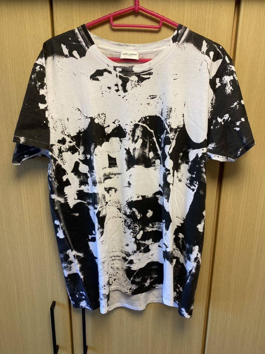 正規 13AW Saint Laurent Paris サンローランパリ Hedi Slimane エディ期 BRIAN ROETTINGER Tシャツ 白黒 M 330973 Y2BC1拍卖