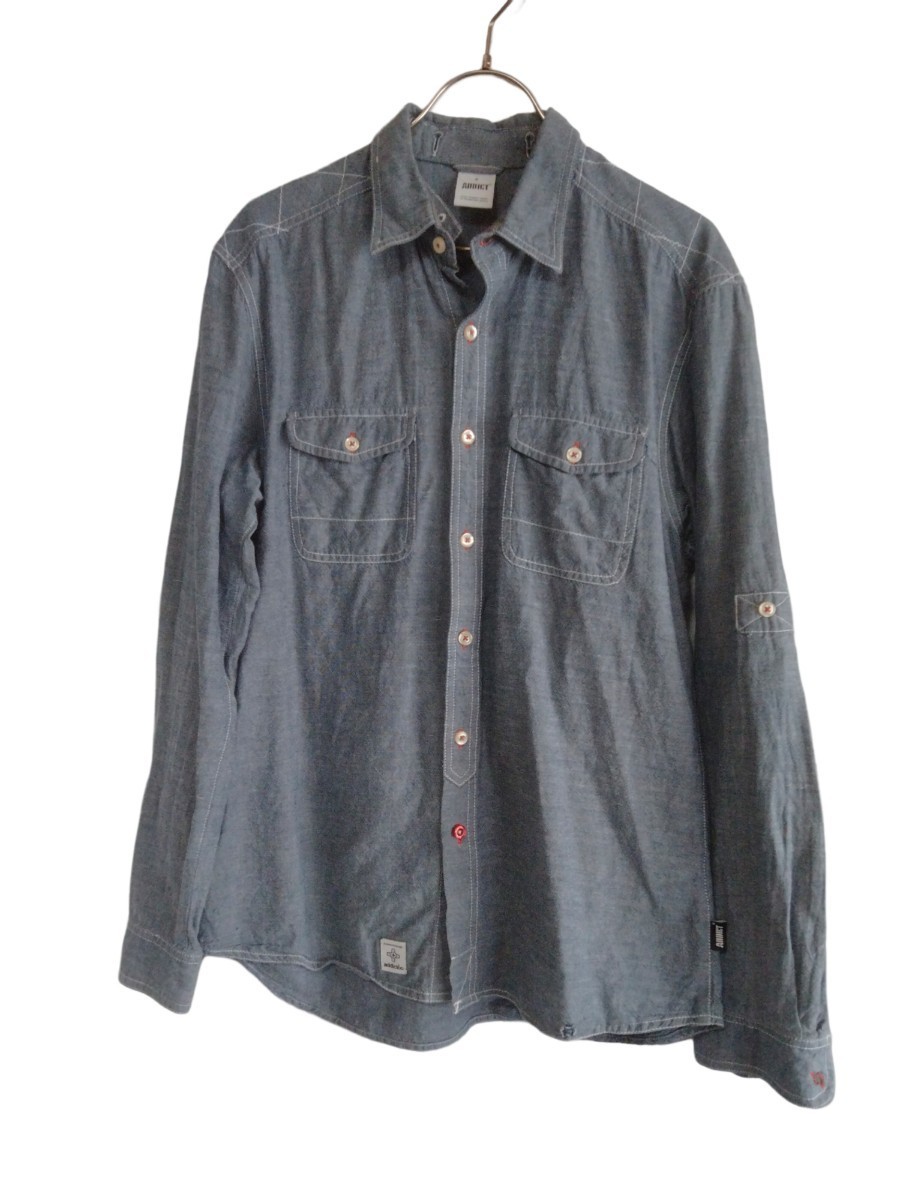 Addict Clothing UK シャンブレーシャツ Sサイズ ブルー アディクト拍卖