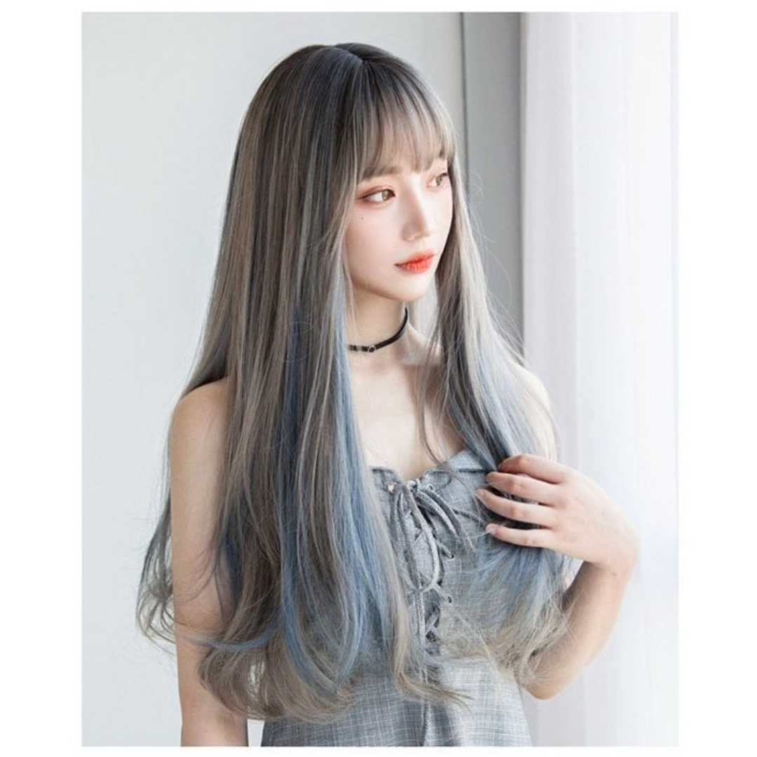 ロング ウィッグ ブルー インナーカラー 仮装 コスプレ フルウィッグ 超自然 エクステ かつら 小顔 原宿系 耐熱ウィッグ拍卖