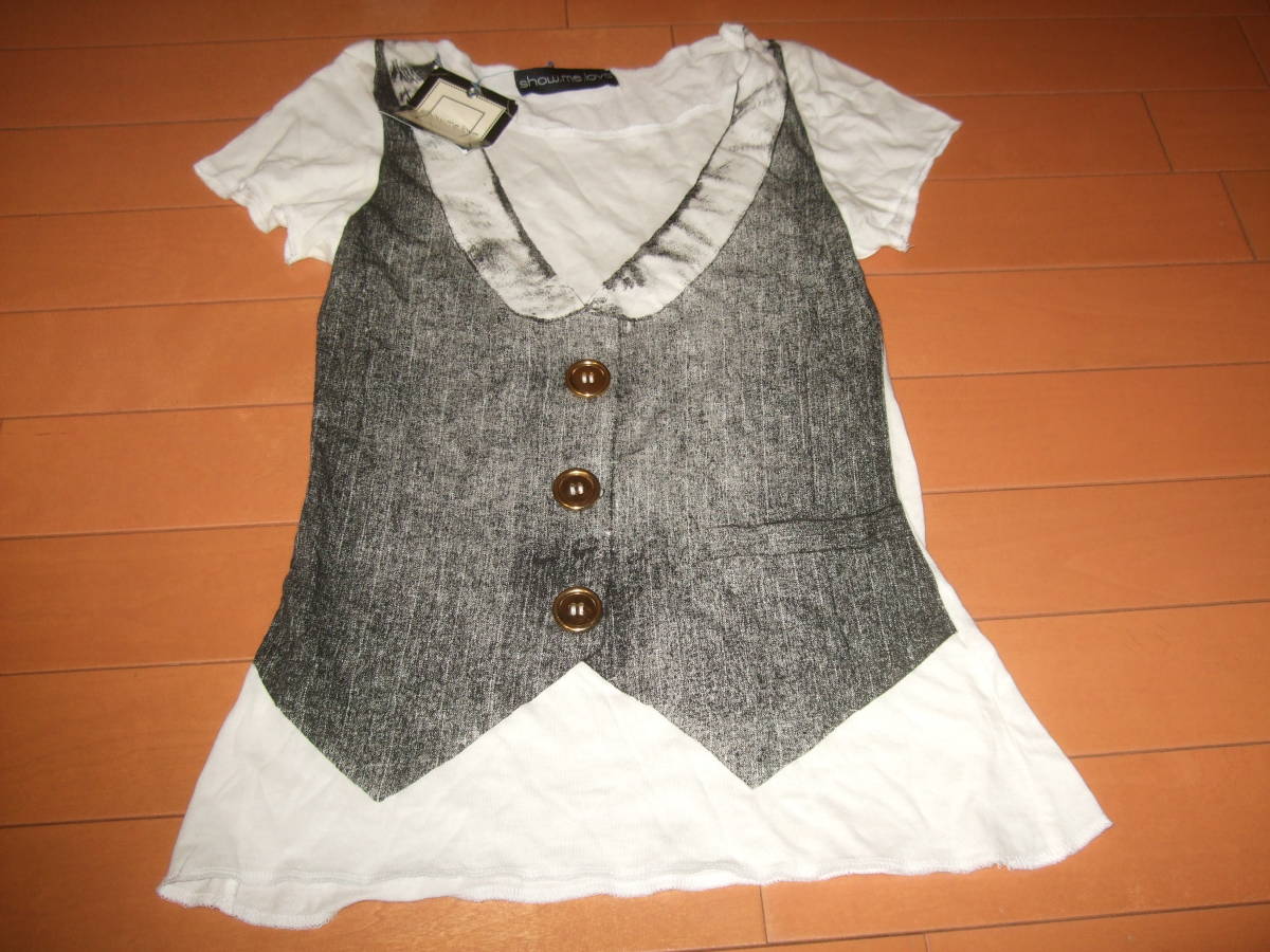 新品タグ付送料込即決☆show.me. love トロンブイユTシャツ☆サイズ1 白拍卖