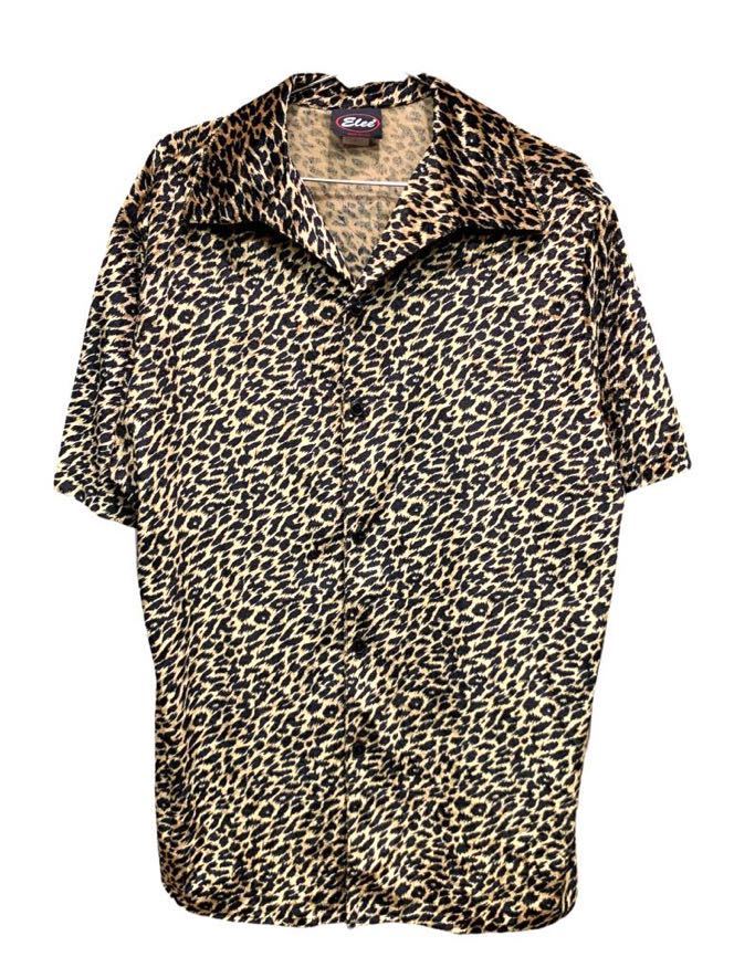 VINTAGE 90's ヒョウ柄 ベロア シャツ size XL MADE IN USA ロカビリー パンク アメリカ ベルベット Leopard ELEE アメカジ ビンテージ拍卖