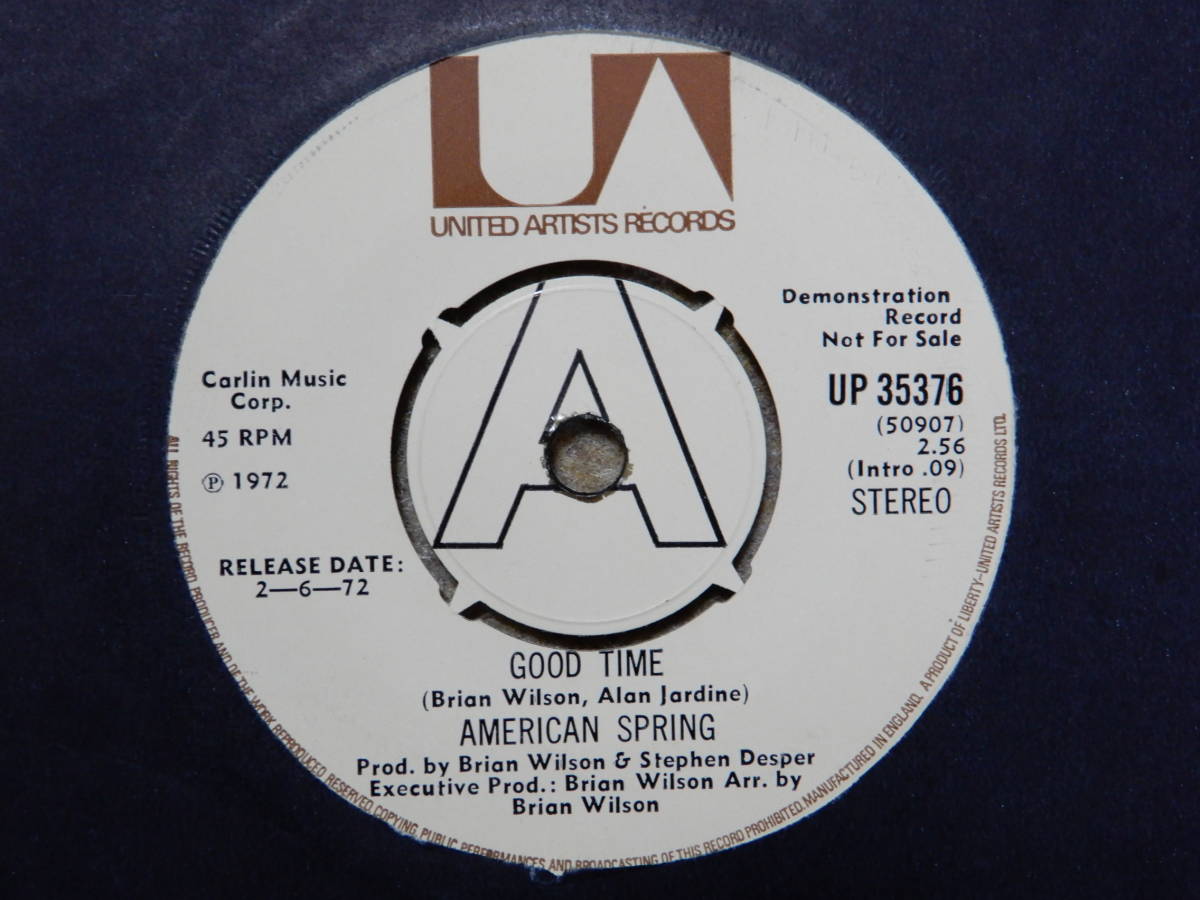 American Spring-Good Time★英 Orig.デモAラベ美品 7”/Brian Wilson/Beach Boys拍卖