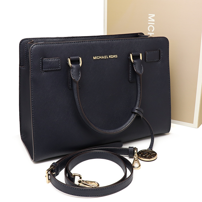 美品 マイケルコース バッグ レザー 2WAYバッグ ネイビー ショルダー付き トートバッグ MICHAEL KORS拍卖