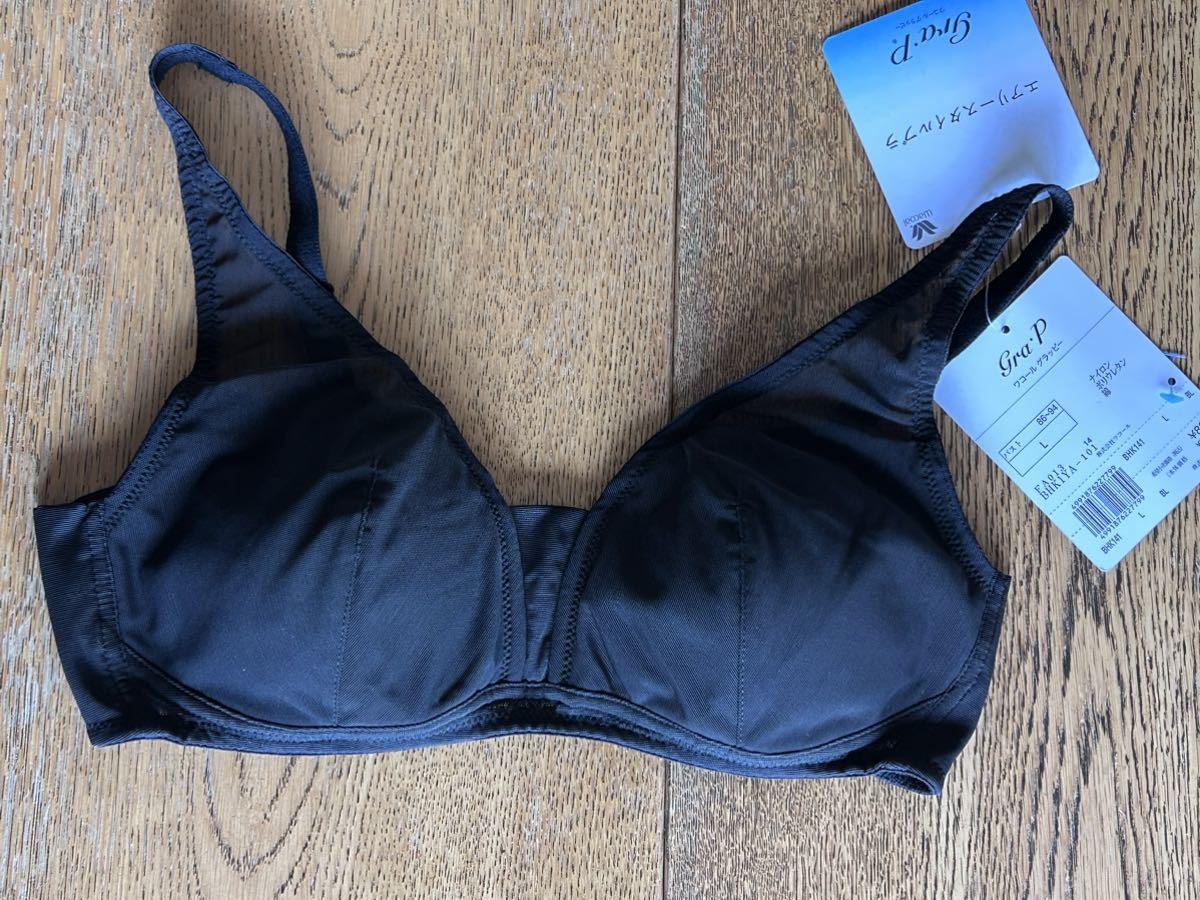 新品未使用!半額以下!ワコールグラッピGra Pエアリースタイルブラ、L、黒、8,030円の品拍卖