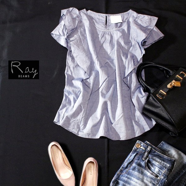 ☆☆ 美品 Ray BEAMS レイ ビームス ☆☆ 大人可愛い コットン フリル カットソー F 春 夏 23B07拍卖