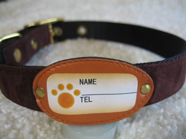 ★同梱お得★♯24-№73・アートン首輪・迷子札付・ブラウン♪拍卖