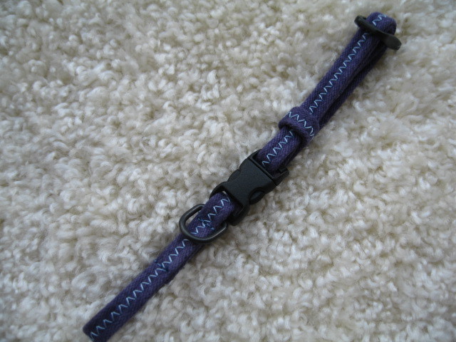 ★同梱お得★超小型首輪-№61・デニム無地・パープル♪拍卖
