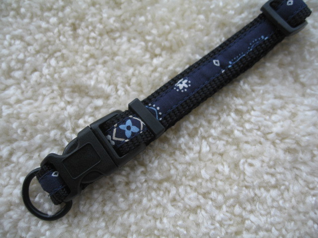 ★同梱お得★小型首輪-№35・バンダナ柄・ブルー♪拍卖