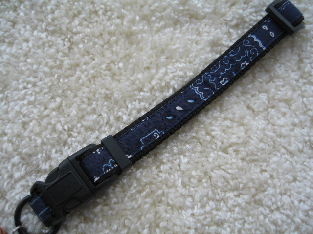 ★同梱お得★中型首輪-№14・バンダナ柄・青♪拍卖