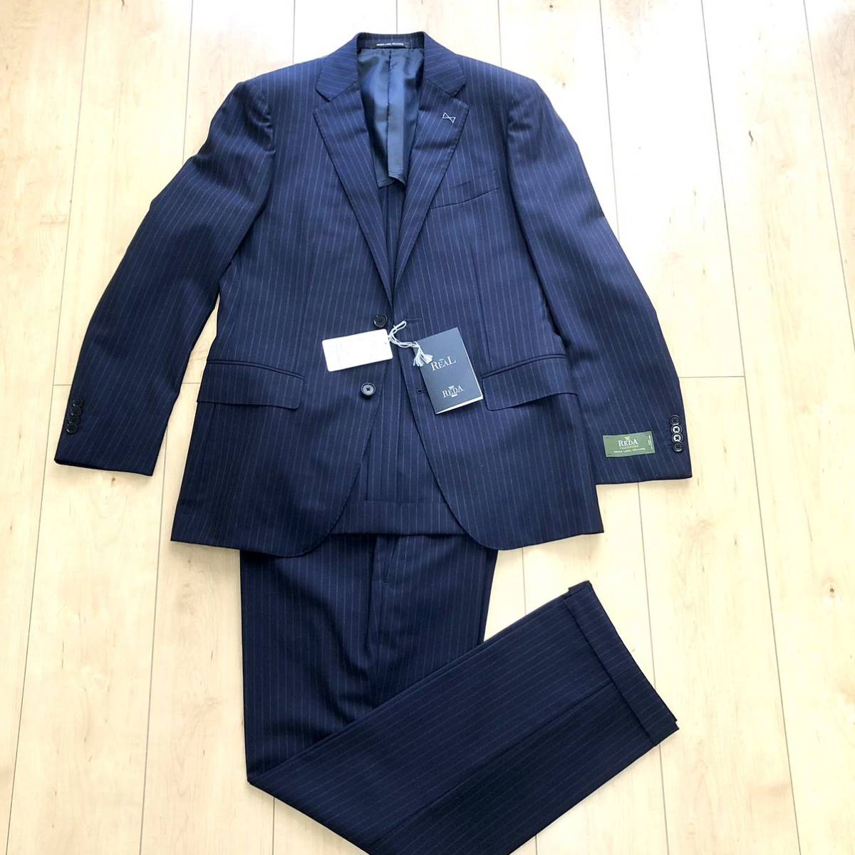 REDA×green label relaxing セットアップスーツ チョークストライプスーツ ネイビー 44拍卖