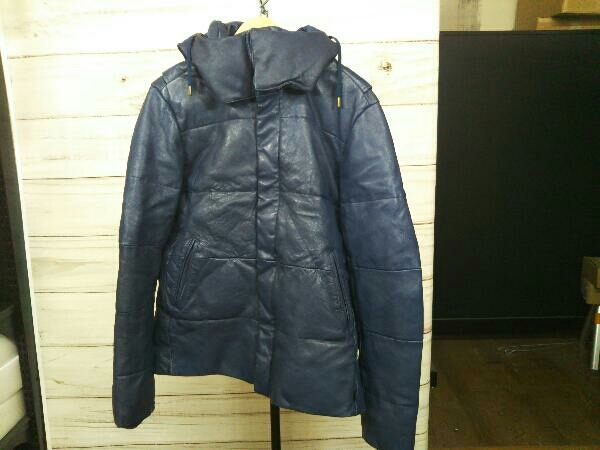 glamb グラム 中綿ジャケット レザー 羊革 Lサイズ ネイビー拍卖