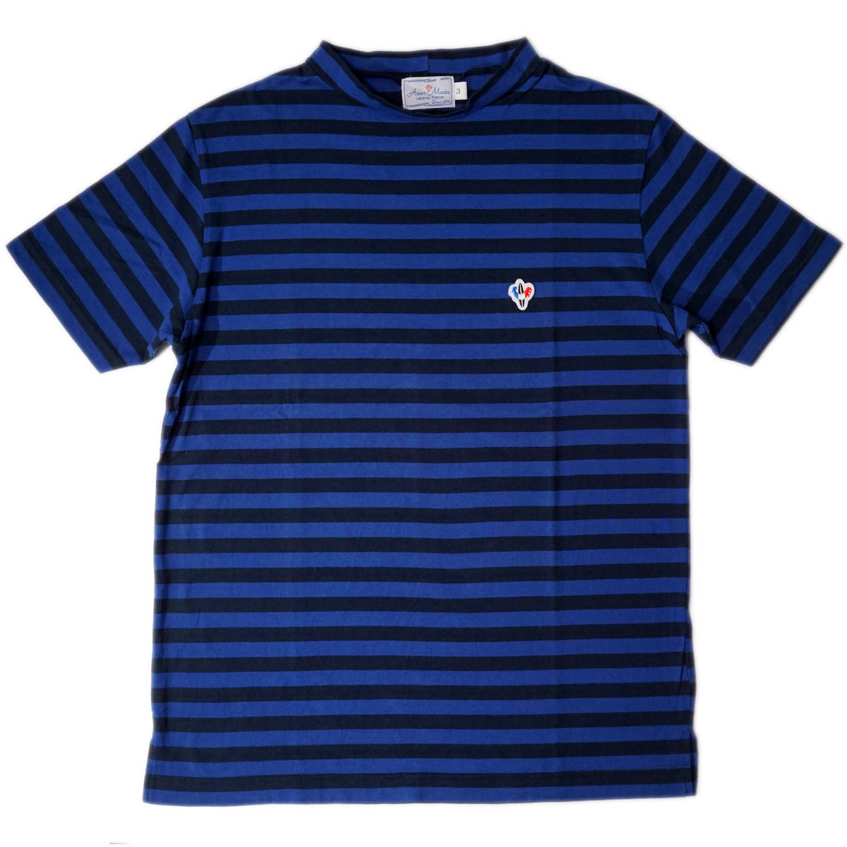 ARVOR MAREE ボーダー モック Tシャツ 3 アルボー マレー フランス モックネック Border Mock Tee シャツ NAVY BLUE拍卖