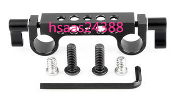 NICEYRIG 15mmレールブロック 15mmロッドクランプ ダブルロッドクランプ 15mmレールにマウント可能 ダブル穴 黒ノブ 超軽量 -032 拍卖