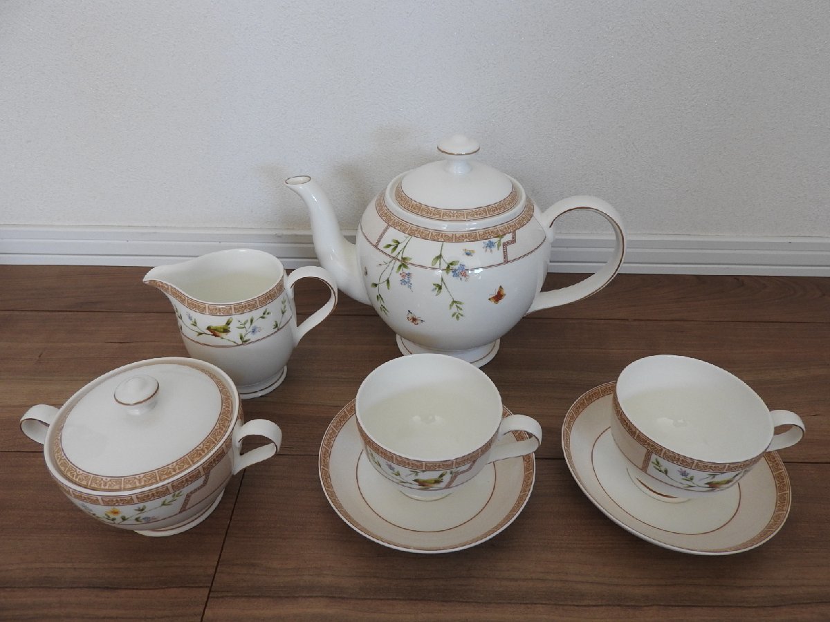 ★☆【送料無料】 Felicia Royal Bone China THAILAND ポット 茶器 シュガーポット ミルクピッチャー カップ&ソーサー 2客セット拍卖