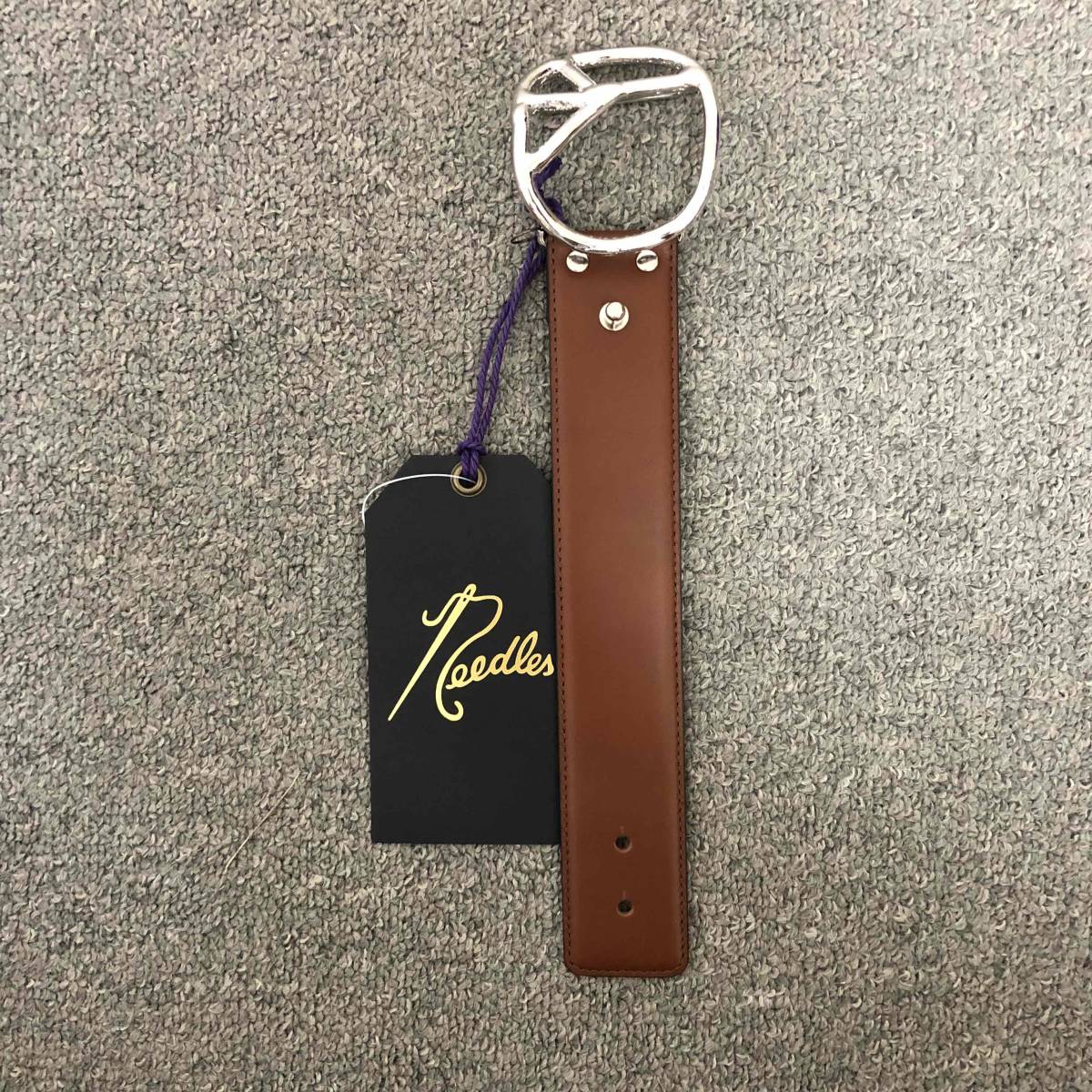 新品 未使用 サイズS Needles Peace Buckle Bracelet Steer Leather Brown ニードルズ ピース バックル ブレスレット ステア レザー拍卖