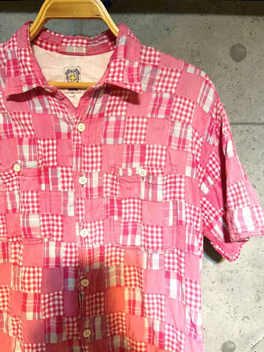 【 80s ヴィンテージ 】 チェック パッチワーク シャツ ★ ピンク × 水色 当時物拍卖