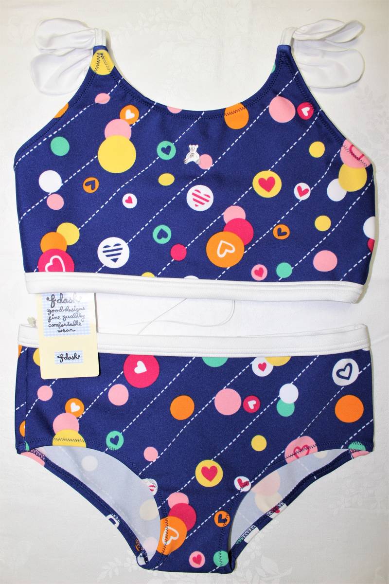 新品本物即決 150cm ファミリア familiar f dash 女の子用 水着 ビキニ 定価10,500円+税 肩紐がとても可愛い ネイビー 484831拍卖