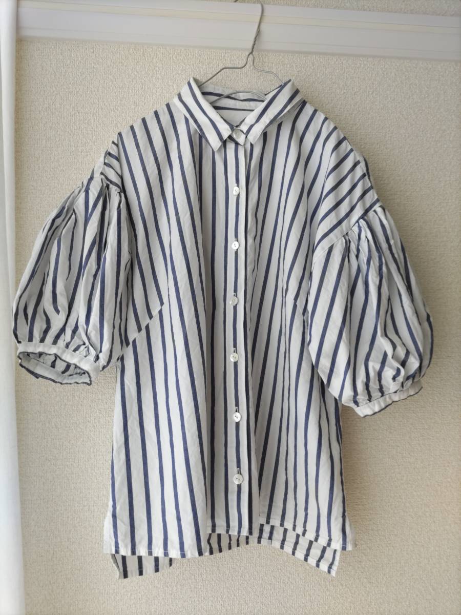 The Virgnia シャツ地バルーン袖ブラウス拍卖