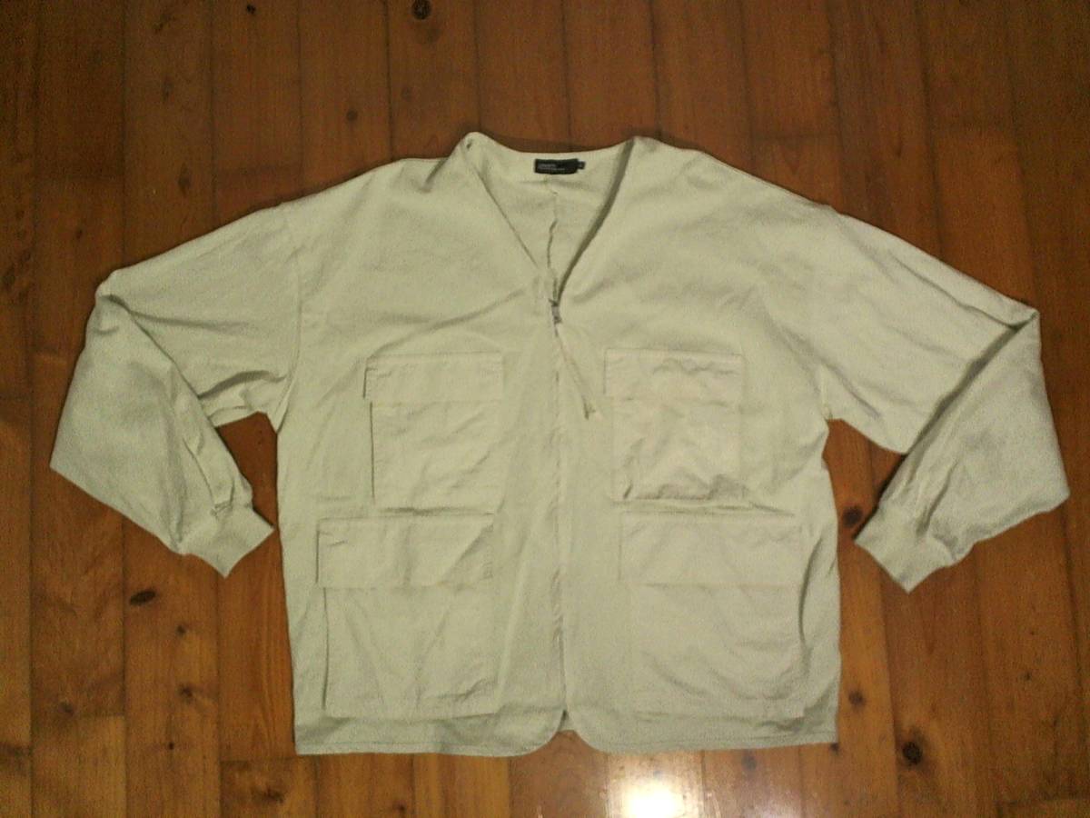 ☆クラフト【CRAFT】天竺ミリタリーカーディガン ジップアップ ジャケット M アイボリー グレー ベージュ拍卖