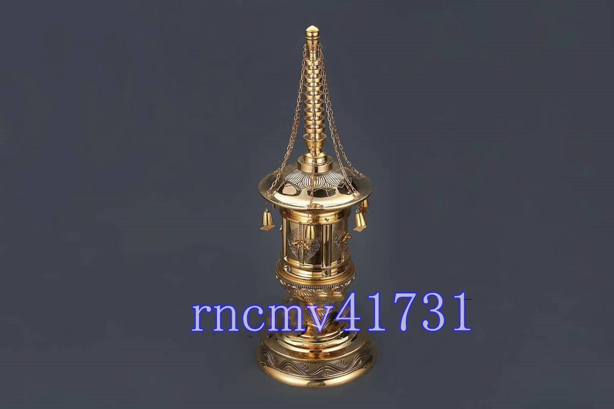 「81SHOP」極上品 ★丸塔 舎利塔 舎利入れ 密教法具 寺院仏具 真鍮製 高さ32cm拍卖