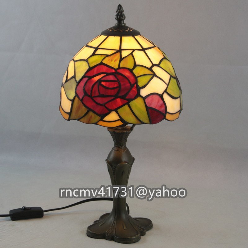 「81SHOP」芸術品◆ステンドランプ ステンドグラス テーブルスタンド グレープ 花柄 レトロな雰囲気 ティファニー ランプ 室内装飾拍卖