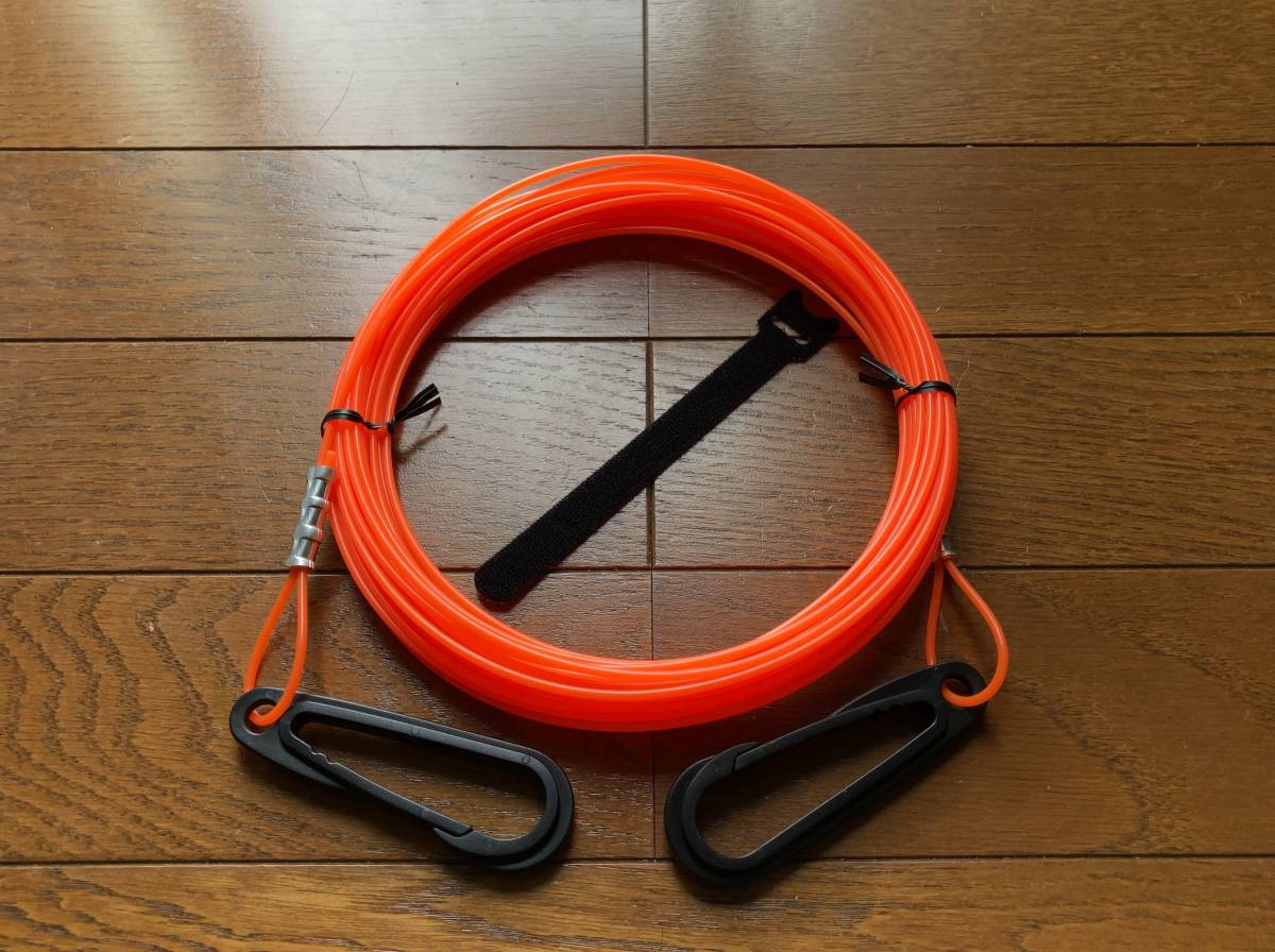 オリジナルフロートラインシステム★ナイロンライン2.4mm-15m カラビナ90mm付★素潜り手銛魚突き拍卖