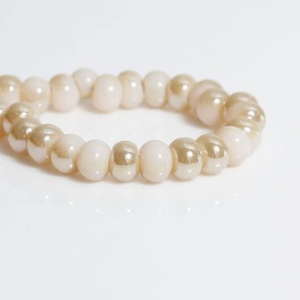 楕円形ガラスビーズ5個 ガラスビーズ(シャンパンベージュ系カラー) ランダムな直線になる面白いビーズ拍卖