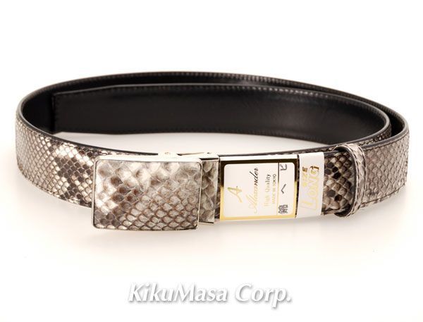 錦蛇革 メンズ ベルト 35mm バックルタイプ ナチュラル拍卖