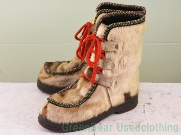 W635◆ノルウェー製 ビンテージ エスキモーブーツ カワイイ 良い味 茶 ブラウン レディース 24cm拍卖