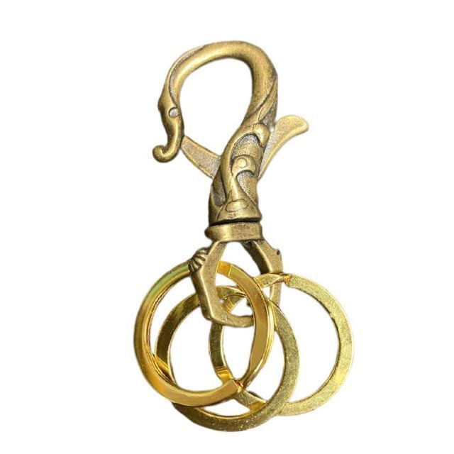 【匿名配送】Brass 真鍮 キーリング キーホルダー 回転カン キーフック キーチェーン 4-1拍卖